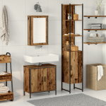 Set de Mobilier pentru Baie 3 Piese Lemn Vechi Lemn Ingineresc GartenMobel Dekor