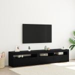 Suporturi TV 2 buc cu lumini LED Stejar Negru Lemn Ingineresc GartenMobel Dekor