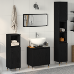 Set de mobilier baie 3 piese Stejar Negru Lemn Prelucrat GartenMobel Dekor