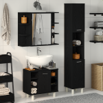 Set de mobilier pentru baie , 3 piese, Stejar negru, Lemn de inginerie GartenMobel Dekor