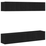 Set dulap TV, 4 piese, de perete, stejar negru, lemn prelucrat GartenMobel Dekor