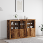 Sideboard cu LED-uri Lemn vechi 162x37x100 cm Lemn prelucrat GartenMobel Dekor