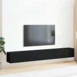 Set de cabinet TV 3 piese  negru din lemn ingineresc GartenMobel Dekor