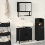 Set de mobilier pentru baie 2 piese în stejar negru din lemn prelucrat GartenMobel Dekor