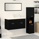 Set de mobilier pentru baie 4 piese , lemn prelucrat negru GartenMobel Dekor