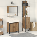 Set de Mobilier pentru Baie 3 Piese Stejar Artisan Lemn Stratificat GartenMobel Dekor