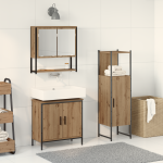 Set de Mobilier pentru Baie din 3 Piese Stejar Artizanal Lemn Prelucrat GartenMobel Dekor