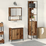 Set de mobilier pentru baie , 3 piese, lemn vechi, lemn compus GartenMobel Dekor