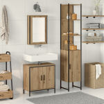 Set de mobilier pentru baie 3 piese din lemn ingineresc stejar artisan GartenMobel Dekor