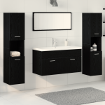 Set mobilă baie 5 piese Stejar negru Lemn prelucrat GartenMobel Dekor
