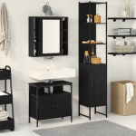 Set de toaletă 3 piese  Gri Sonoma din lemn îmbinat GartenMobel Dekor