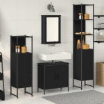 Set Mobilier Baie 4 Piese Stejar Negru Lemn Prelucrat GartenMobel Dekor