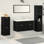 Set de Mobilier pentru Baie 5 Piese Stejar Negru Lemn Prelucrat GartenMobel Dekor