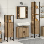 Set de mobilă pentru baie în 4 piese Stejar Artizanal Lemn Compus GartenMobel Dekor
