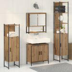 Set de mobilier pentru baie 4 piese Lemn de stejar artizanal GartenMobel Dekor
