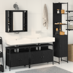 Set mobilier baie 4 piese Stejar negru Lemn prelucrat GartenMobel Dekor