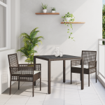 Set de dining pentru grădină  3 piese cu perne maro din poliratan GartenMobel Dekor