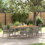 Set de dining 7 piese pentru grădină cu perne gri din poliratan GartenMobel Dekor
