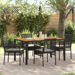 Set de dining de grădină cu perne Negru Rattan sintetic GartenMobel Dekor