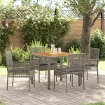 Set dining 5 piese cu perne Gri din poliratan GartenMobel Dekor