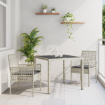 Set de dining pentru grădină , 3 piese, cu perne, gri deschis, din ratan sintetic GartenMobel Dekor