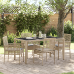 Set de dining pentru grădină , 5 piese, cu perne, Bej, Poliratan GartenMobel Dekor