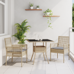 Set de dining pentru grădină 3 piese bej ratan sintetic GartenMobel Dekor