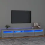 Comodă TV cu lumini LED, gri sonoma, 240x35x40cm GartenMobel Dekor