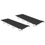 Paturi camping 2 buc. negru, 180x60x19 cm țesătură oxford&oțel GartenMobel Dekor