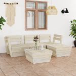 Set mobilier de grădină paleți, 5 piese, lemn de molid tratat GartenMobel Dekor