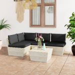 Set mobilier grădină din paleți cu perne, 5 piese, lemn molid GartenMobel Dekor