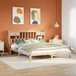 Pat cu bibliotecă fără saltea, 180x200 cm, lemn masiv de pin GartenMobel Dekor