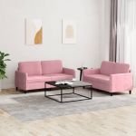 Set canapele, 2 piese, roz, catifea GartenMobel Dekor