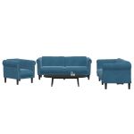 Set de canapele, 3 piese, albastru, catifea GartenMobel Dekor