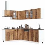 Set de dulapuri de bucătărie 11 piese „Kalmar” Lemn vechi lemn GartenMobel Dekor