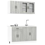 Set de dulapuri de bucătărie 4 piese „Kalmar” lemn Sonoma gri GartenMobel Dekor