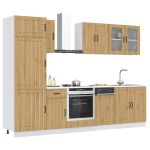 Set dulap de bucătărie 8 piese „Kalmar” stejar artizanal lemn GartenMobel Dekor