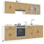 Set dulap de bucătărie 8 piese „Kalmar” stejar artizanal lemn GartenMobel Dekor