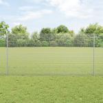 Gard din Plasă Sudată cu 44 Posts Argintiu 1.2x50 m Oțel GartenMobel Dekor