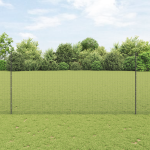 Împrejmuire din fir sudat cu 44 stâlpi U Gri 1.5x50 m Oțel GartenMobel Dekor