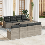 Set Sofa Grădină 9 Piese cu Perne Gri Deschis Ratan Poli GartenMobel Dekor