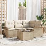 Set de canapea 5 piese cu perne Brown Poly Rattan GartenMobel Dekor