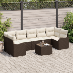 Set de Sofa cu 8 Piese de Grădină  cu Perne Maro Poli Ratan GartenMobel Dekor