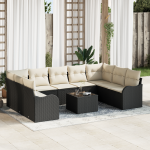 Set de Canapea Modulară cu 9 Piese cu Pernuțe Ratan Culoare Brown GartenMobel Dekor