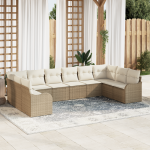 Set de Canapea de Grădină  10 Piese cu Perne Rattan Polimeric Bej GartenMobel Dekor