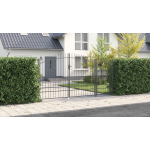 Poartă de grădină cu vârf de lance gri 195x400 cm din oțel GartenMobel Dekor