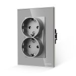 Priza Dubla cu Rama din Sticla LUXION Pentru Doza Simpla SmartElectro IntelligentHouse