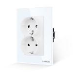 Priza Dubla cu Rama din Sticla LUXION Pentru Doza Simpla SmartElectro IntelligentHouse