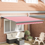 Marchiză retractabilă automată cu dungi roșii și albe 350x250 cm GartenMobel Dekor