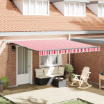 Marchiză Retractabilă Automată cu LED Roșie și Albă 400x300 cm GartenMobel Dekor